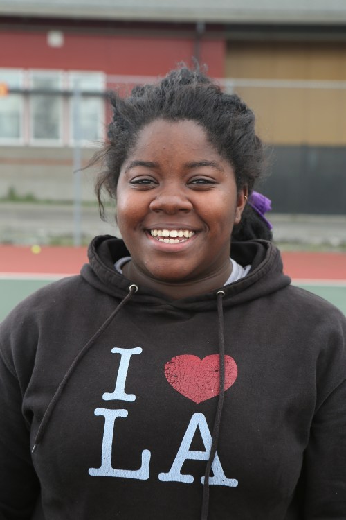 Jazmine Franklin teamed with McKenzie Bailey for a match-deciding win Monday. (John Fisken photo)