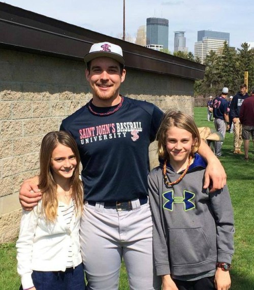 Ben Etzell meets with up with some of his relatives while playing college ball. (Photo courtesy Kristi Etzell)