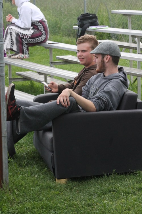 Wolf fans get comfortable while watching Wednesday's game. (Photo by Anonymous)