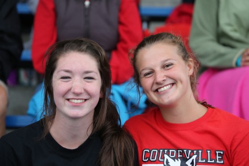 Lindsey Roberts (right), seen here with teammate Ashlie Shank, is state-bound in three events.