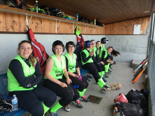 The mood on the bench stayed upbeat, as usual. (Beth Stout photo)