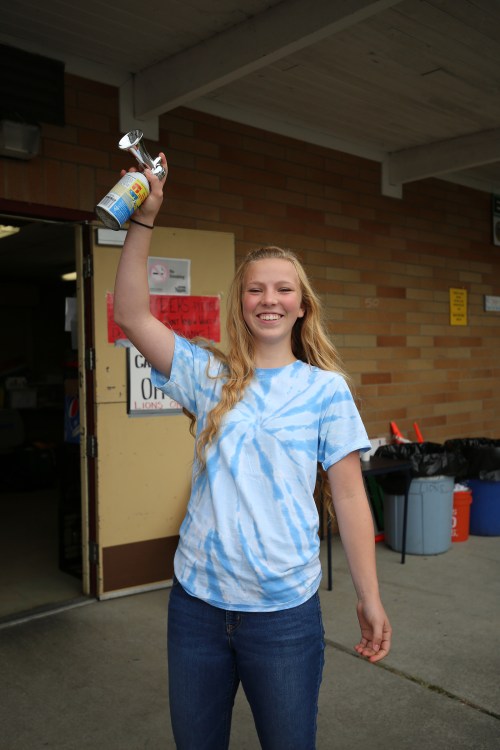 Allison Wenzel prepares to unleash madness at the Coupeville Lions Garage Sale. (John Fisken photos)