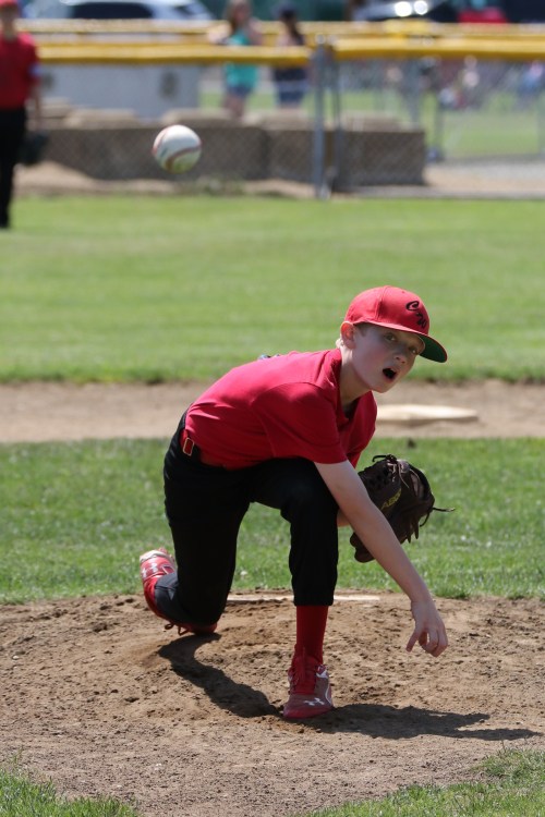 Daniel Olson, seen here last spring, has been on point for the Oak Harbor Babe Ruth baseball squad. (John Fisken photo)