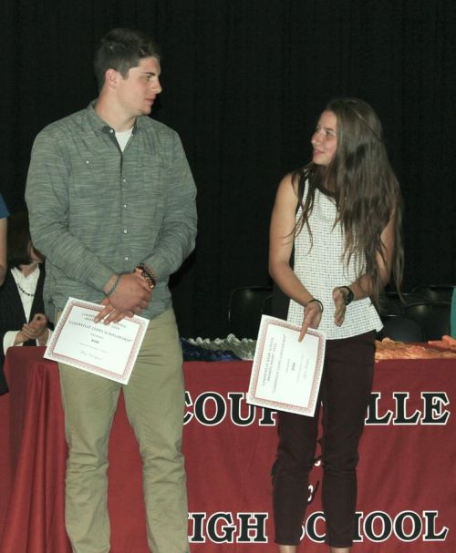 Wolf stars Wiley Hesselgrave and Sylvia Hurlburt nab college money. (Kristin Hurlburt photos)