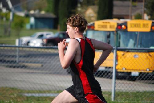 Thane Peterson flies down the backstretch. (Photo courtesy Sandi Farris)