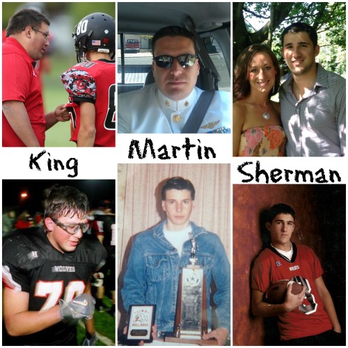 CHS football assistant coaches Ryan King, Jonathan Martin and Brad Sherman.