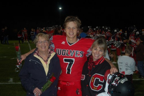 Bundy celebrates Senior Night with family.