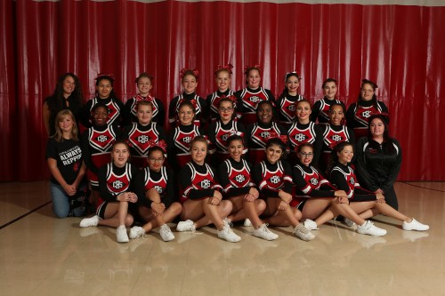 The Wolf cheer squad, moments before taking the field for the first game of the season.