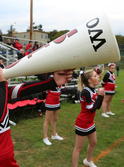 Wolf cheerleaders will not travel to Lake Washington Saturday with the football team. (John Fisken photo)