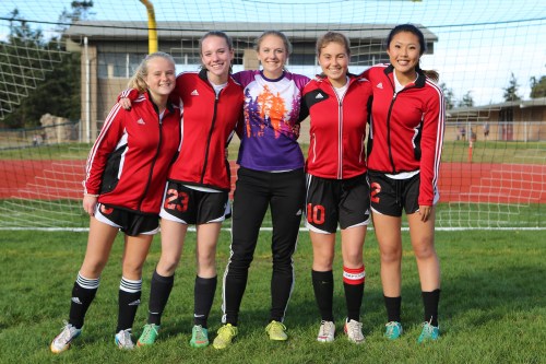 Senior Night honorees (l to r) Fanny Deprelle, 