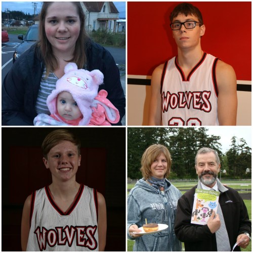 Mason Grove (bottom, left) is joined by, clockwise, Ashley (Manker) Bailey, Jared Helmstadter and Paul Mendes, the coach of the 2010 CHS boys soccer team.