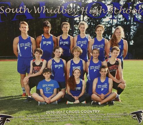 Coupeville harriers Danny Conlisk and Henry Wynn appear in the official Soutrh Whidbey team photo.