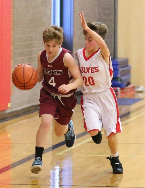 Connor Barton, here playing defense in an earlier game, was part of a 7th grade squad that beat four of five league foes this season. (John Fisken photos)
