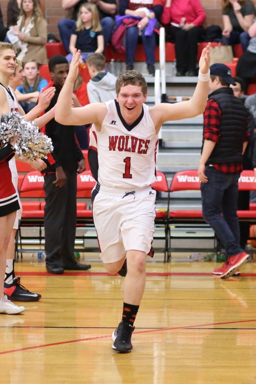 Gabe Wynn was hyped-up before tip-off Friday, and it carried over to the game, as he nailed a school record seven treys. (John Fisken photos)