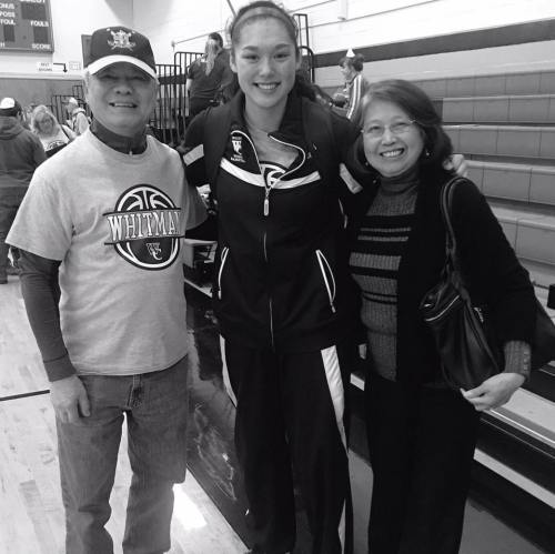 Makana Stone hangs out with her grandparents before one of her college games. (Eileen Stone photo)