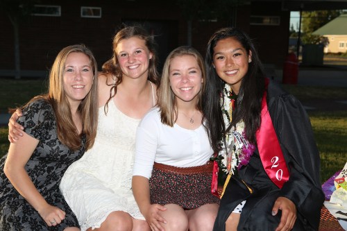 Makana Stone (far right), has graduated to being a college basketball starter. (John Fisken photo)