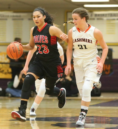 Makana Stone (23), seen here during last year's state tournament, notched team-highs in points and rebounds Friday. (John Fisken photo) 