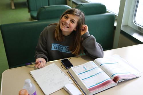 Her scholarly side rises to the top during a road trip.